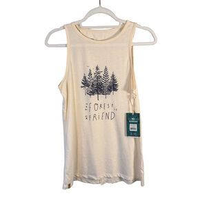 Tentree “The Forest is My Friend” Cream Treeblend Tank Top Size XS Outdoor